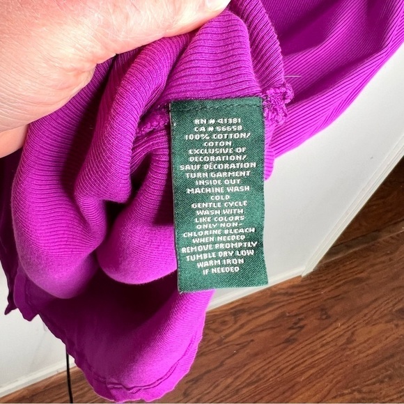 Lauren Ralph Lauren Purple Lace Up Ribbed T-Shirt Size 3X Plus Size - Picture 12 of 17